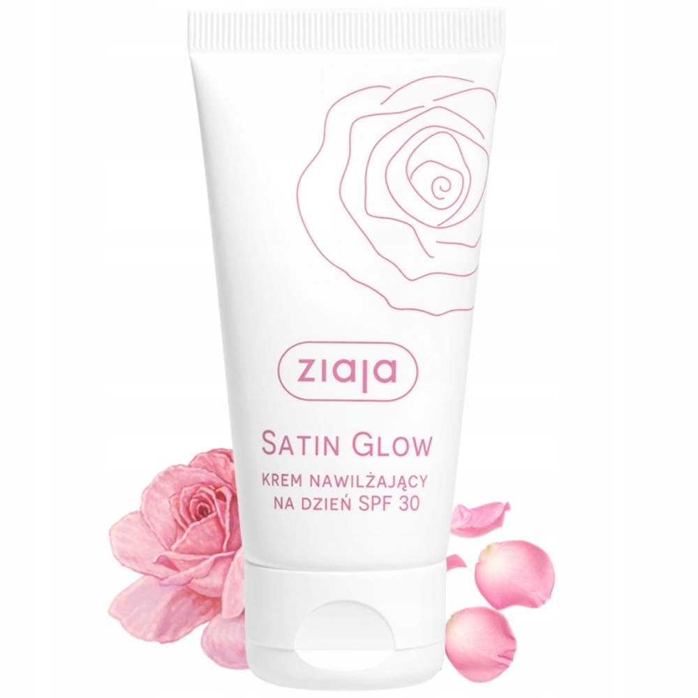 Ziaja Satin Glow Nawilżający Krem Do Twarzy Na Dzień SPF30 Płatki Róży 50ml