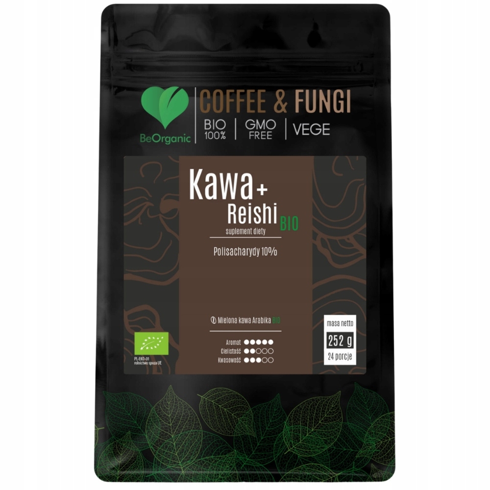 BeOrganic Coffee Fungi Kawa Mielona Arabica + Grzyby Reishi Bio 252g