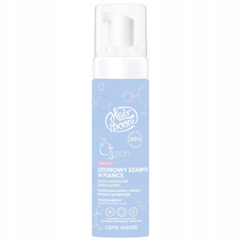 HairBoom O3ZON Łagodny Ozonowy Szampon Do Włosów w Piance Skrzyp 200ml