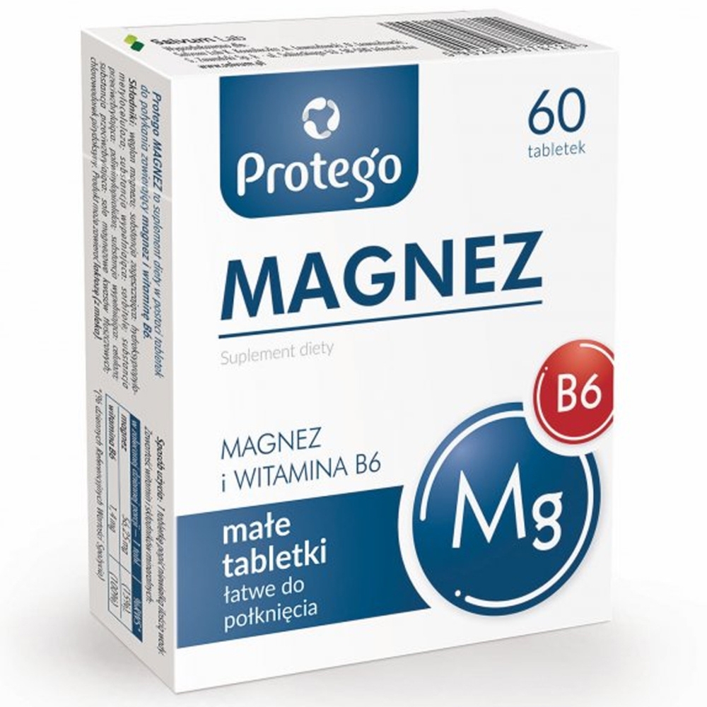 Protego Magnez Witamina B6 Suplement Diety Układ Nerwowy 60 Małych Tabletek