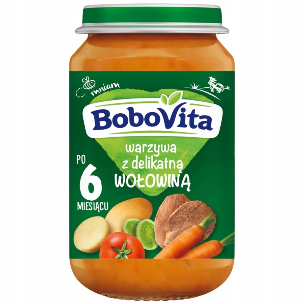 Bobovita Obiadek Dla Dzieci Warzywa z Delikatną Wołowiną Po 6 Miesiącu 190g