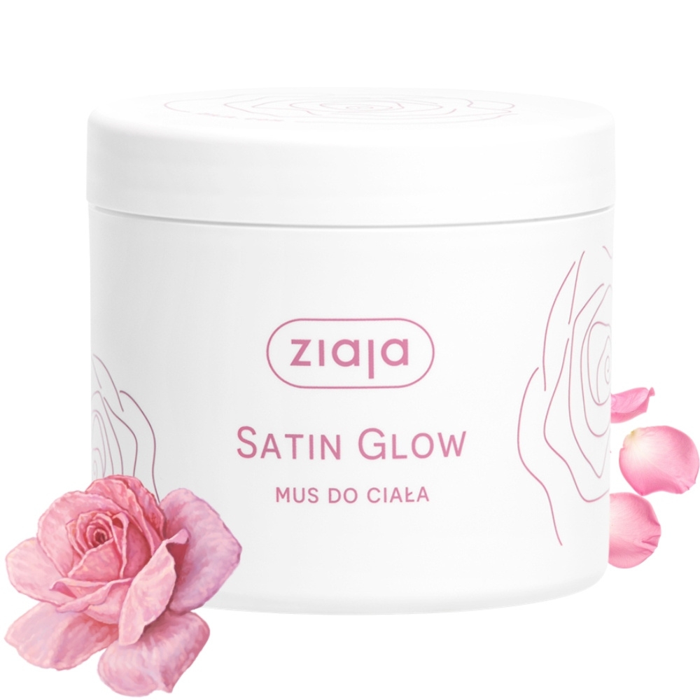 Ziaja Satin Glow Lekki Nawilżający Mus Do Ciała Płatki Róży Wit E 350ml