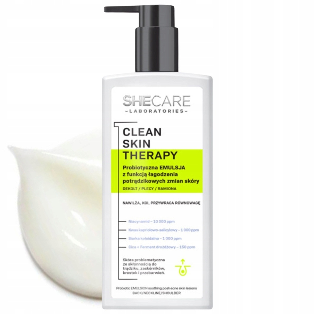 SheCare Clean Skin Probiotyczna Emulsja Do Ciała Skóry Trądzikowej 225ml