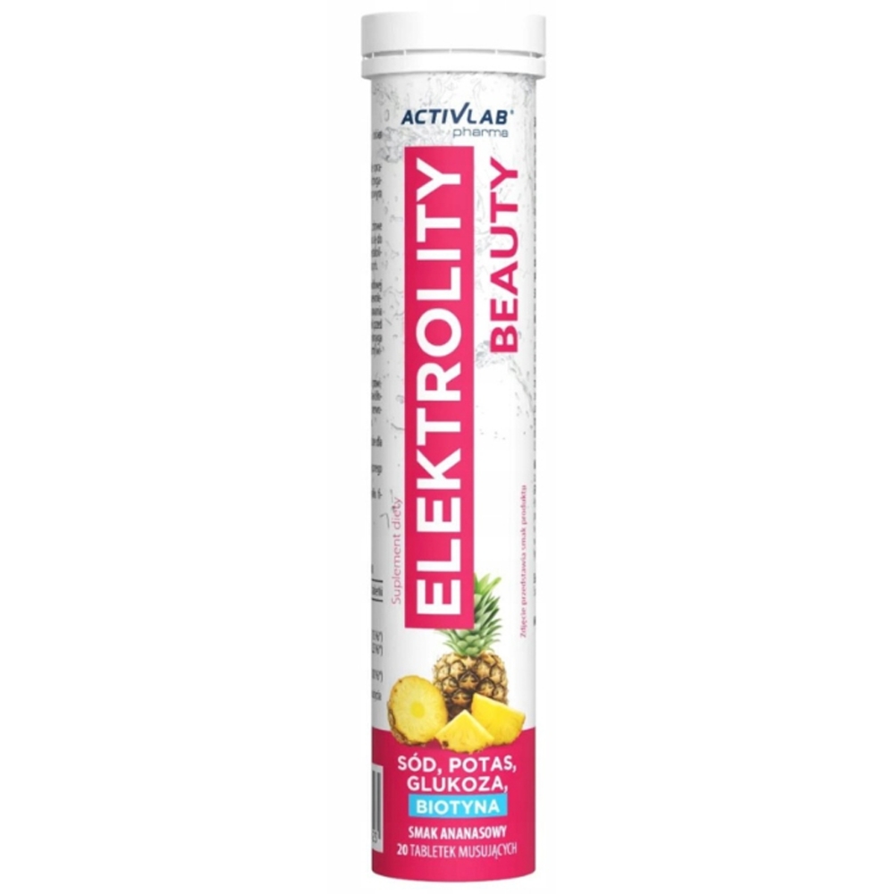 Activlab Elektrolity Beauty Ananas Kwas Hialuronowy Biotyna Skóra 20 sztuk