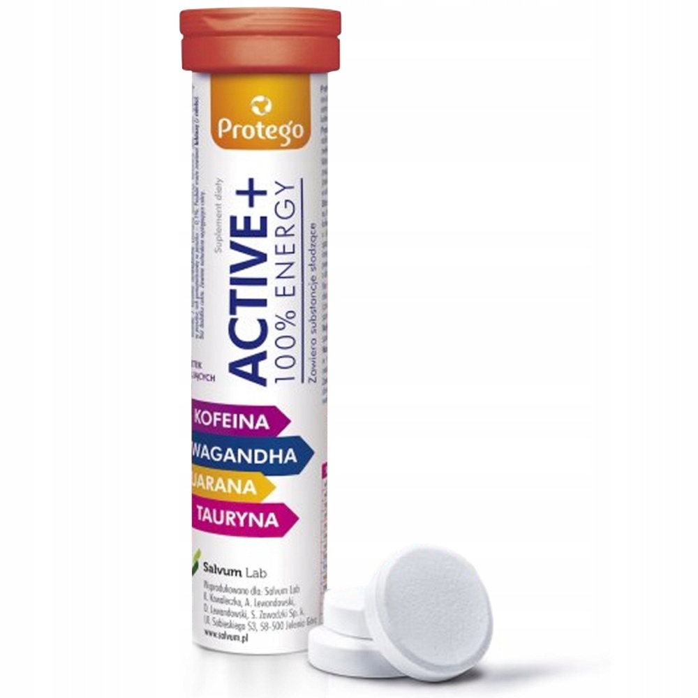 Protego Active+ 100% Energy Suplement Diety Energia 20 Tabletek Musujących