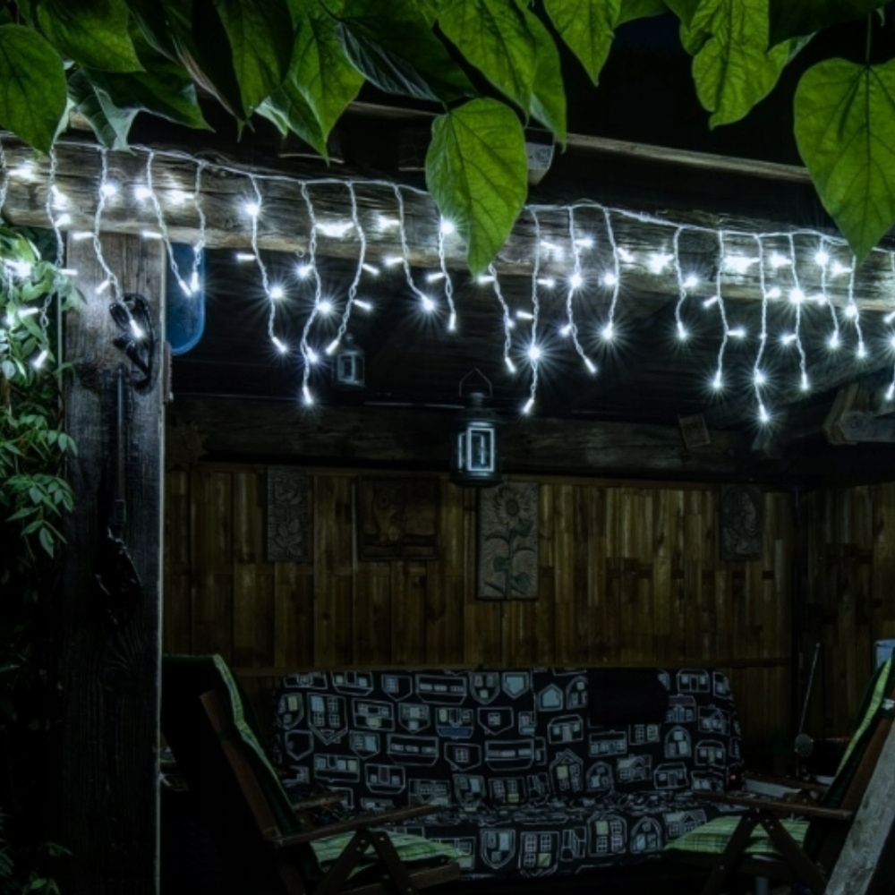 CoolStaff Lampki Sople Białe Choinkowe Świąteczne Zewnętrzne Zimne Blask 500 Led