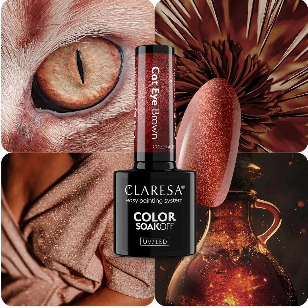 Claresa Lakier Hybrydowy Cat Eye Brown Kocie Oko Brązowy Magnetyczny 5g