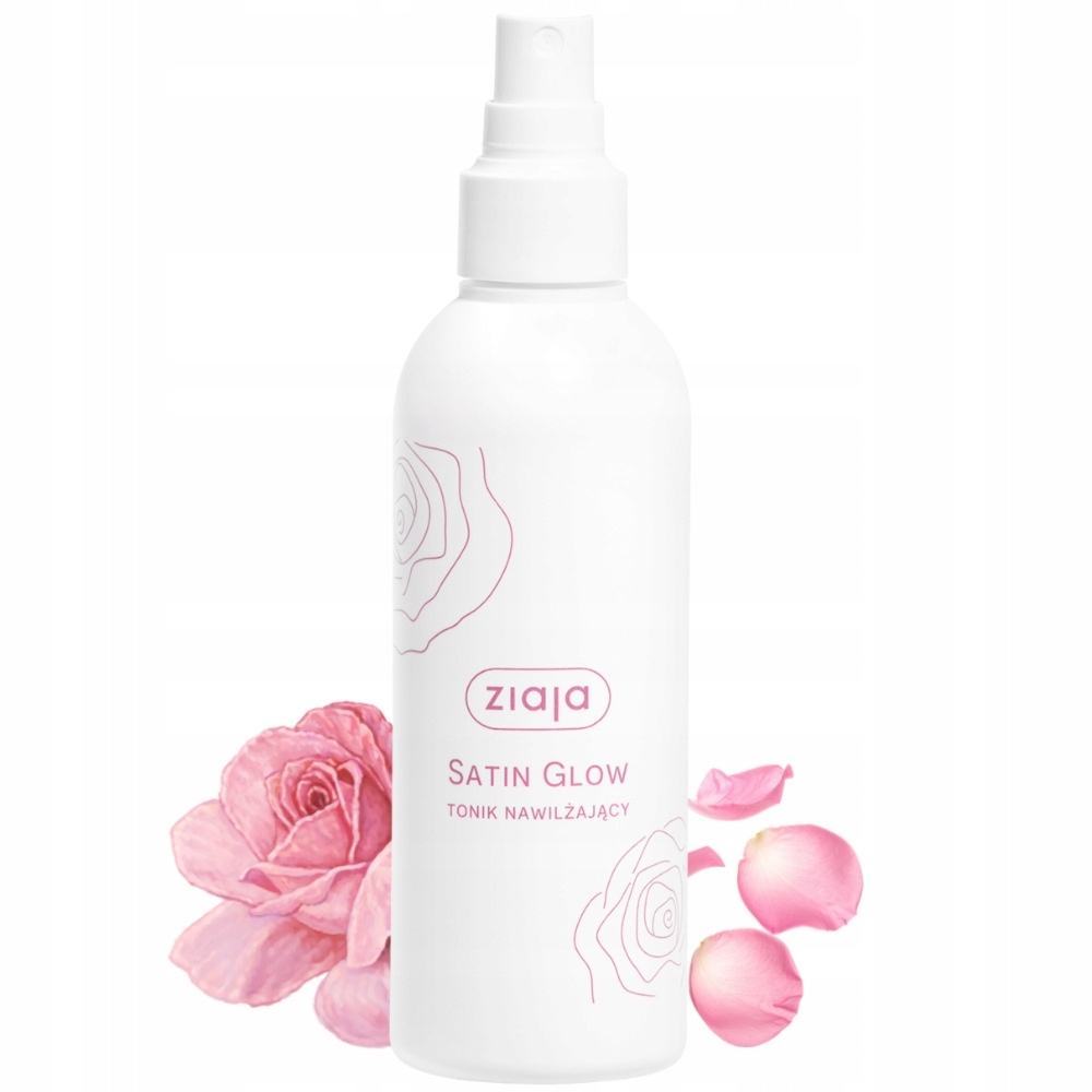 Ziaja Satin Glow Lekki Nawilżający Tonik Do Twarzy Płatki Róży CICA 200ml