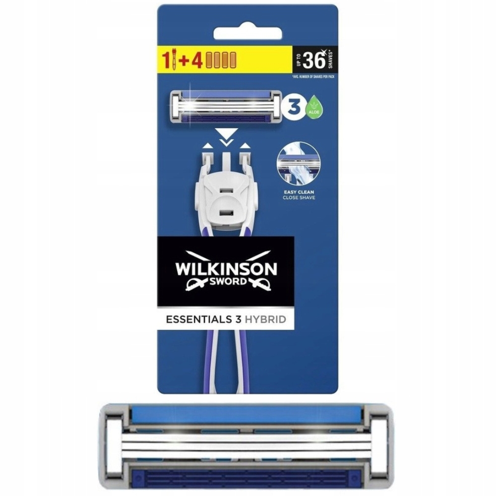 Wilkinson Essentials 3 Ostrza Hybrid Zestaw Maszynka Do Golenia + 4 Wkłady