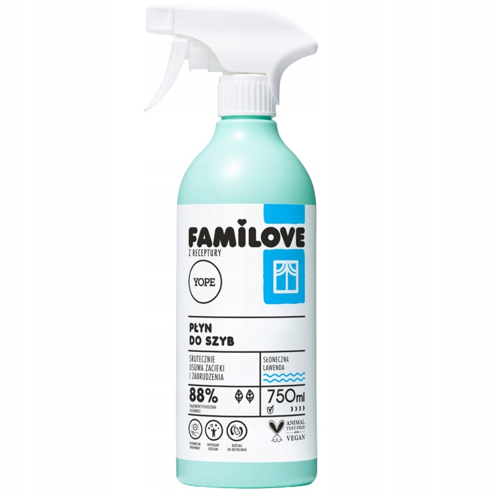 Yope Familove Naturalny Płyn Do Mycia Szyb Luster Szkła Lawendowy 750ml