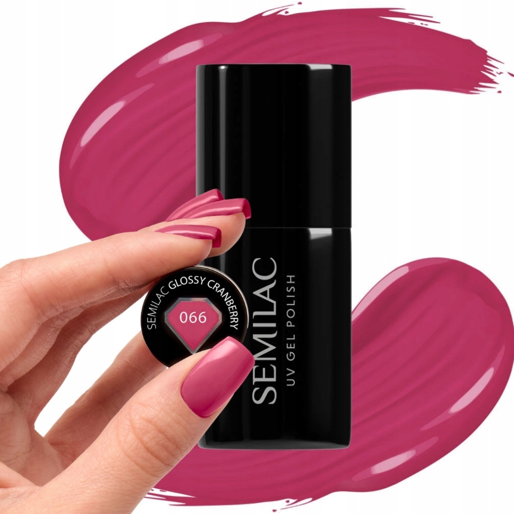 Semilac Lakier Hybrydowy Do Paznokci Glossy Cranberry 066 Żurawinowy 7ml