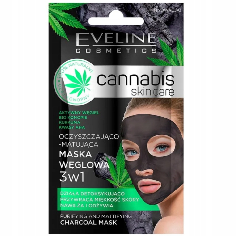 Eveline Maseczka Do Twarzy Węglowa Cannabis Oczyszczająco Matująca 3w1
