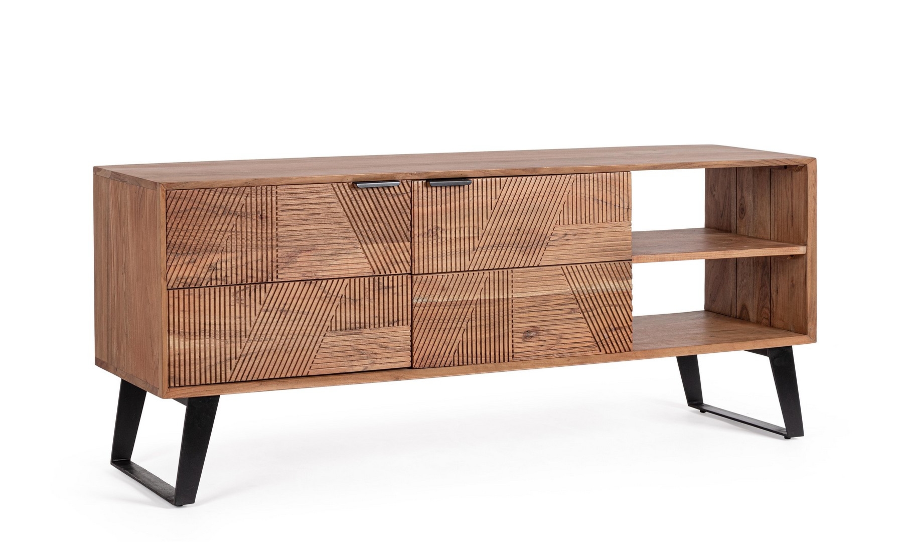 Szafka RTV Isar brązowa 145x40x60cm drewno akacjowe Bizzotto