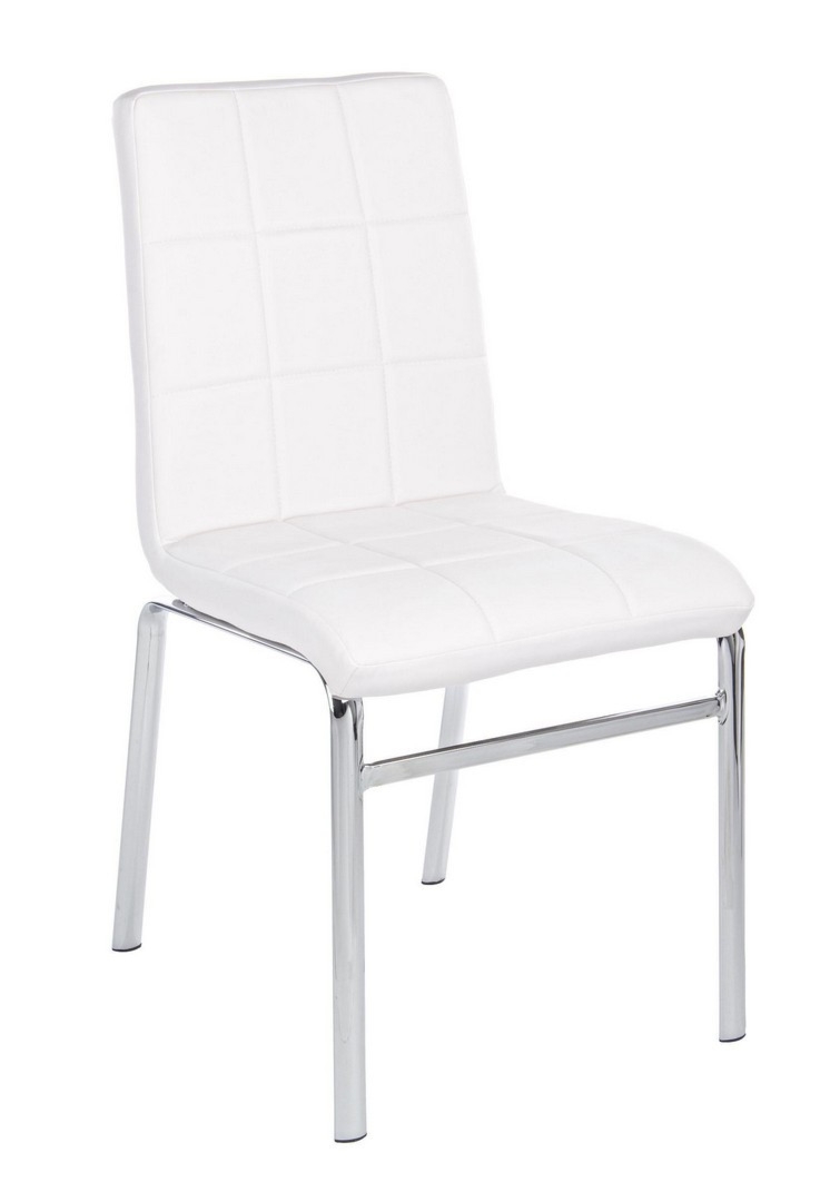 Krzesło Chair białe 44x56,5x96cm skóra imitacja metal chromowany Bizzotto