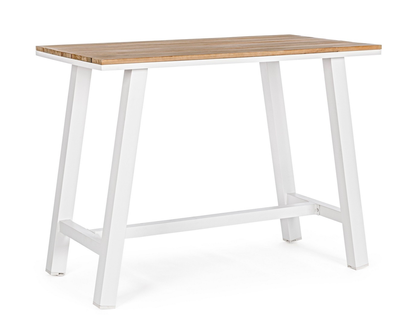 Stół barowy SKIPPER biały 131x73 aluminiowy z efektem drewna Bizzotto