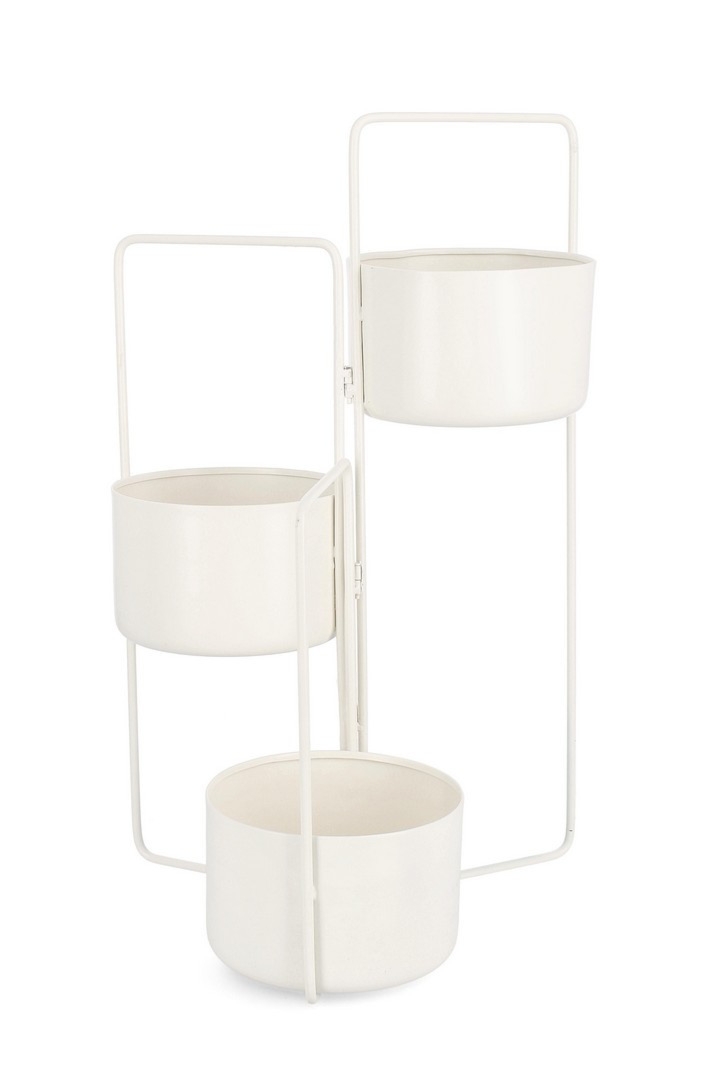 Stojak na donice KEYRA biały 45x21x68h stalowy Bizzotto