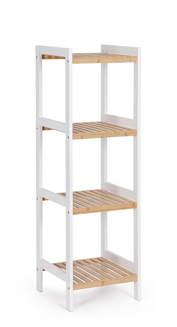 Regał Brooklyn biało-naturalny 34x33x110cm bambus MDF Bizzotto