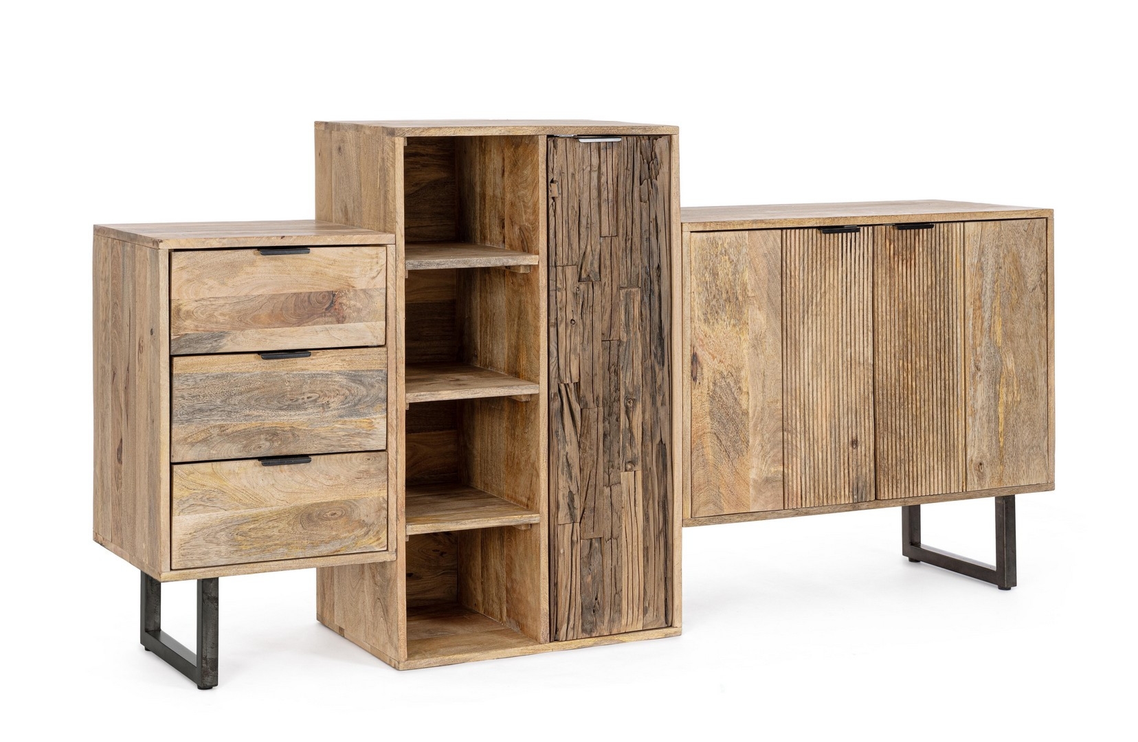 Kredens Nashik naturalny 189x40x100cm drewno mango i recykling Bizzotto