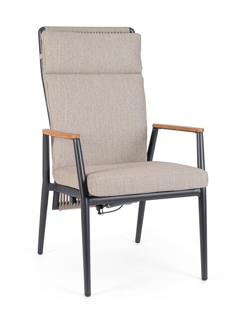 Krzesło ogrodowe FLOBERT antracyt - beż 62x74.5 olefin teak Bizzotto