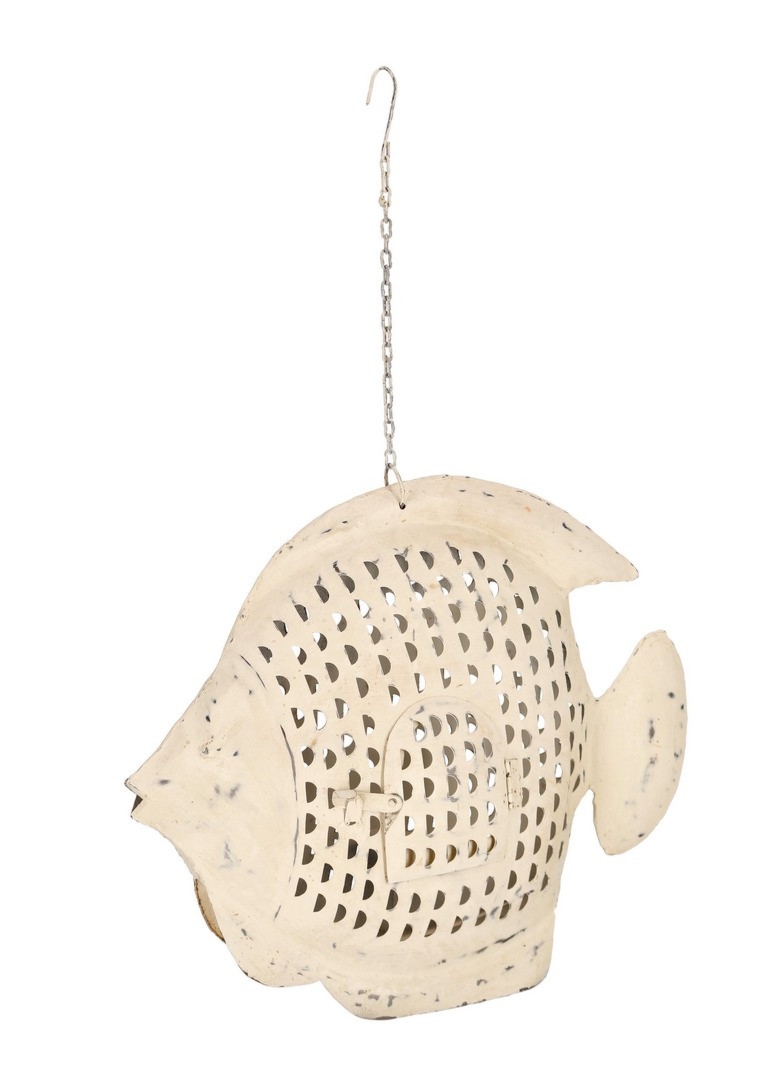 Dekoracja ryba NIXIE biała 56x13x46h metalowa Bizzotto