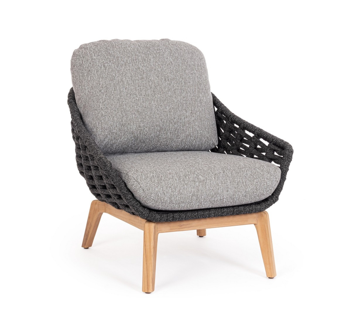 Fotel ogrodowy TAMIRES antracyt/szary 78x88 olefin drewno teak Bizzotto