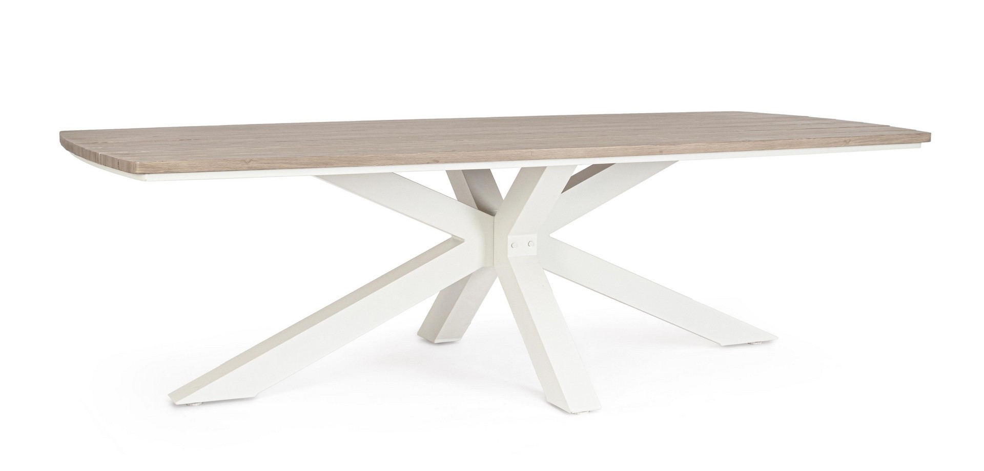 Duży stół ogrodowy ZELMAR biały 260x118 aluminiowy z efektem drewna Bizzotto