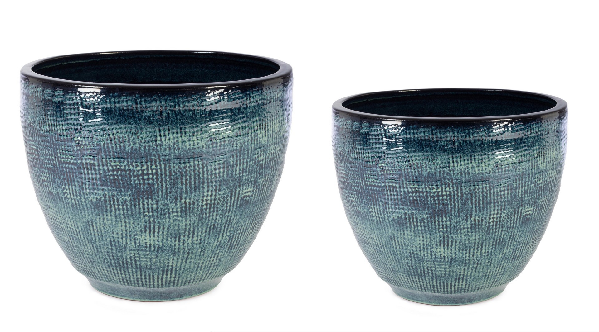 Zestaw wazonów SAWAN niebiesko-zielona Ø39,Ø50 z terakoty Bizzotto