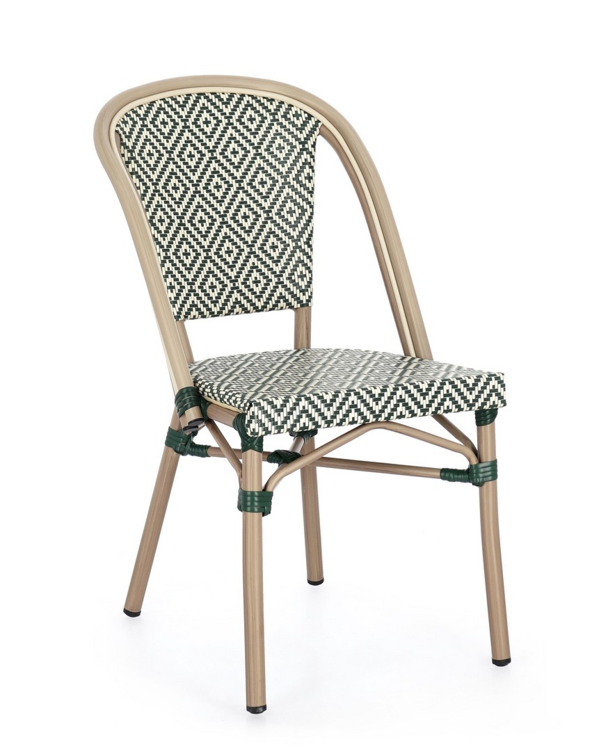 Krzesło ogrodowe SILVEIRA zielone 45x59 aluminiowe z efektem drewna Bizzotto