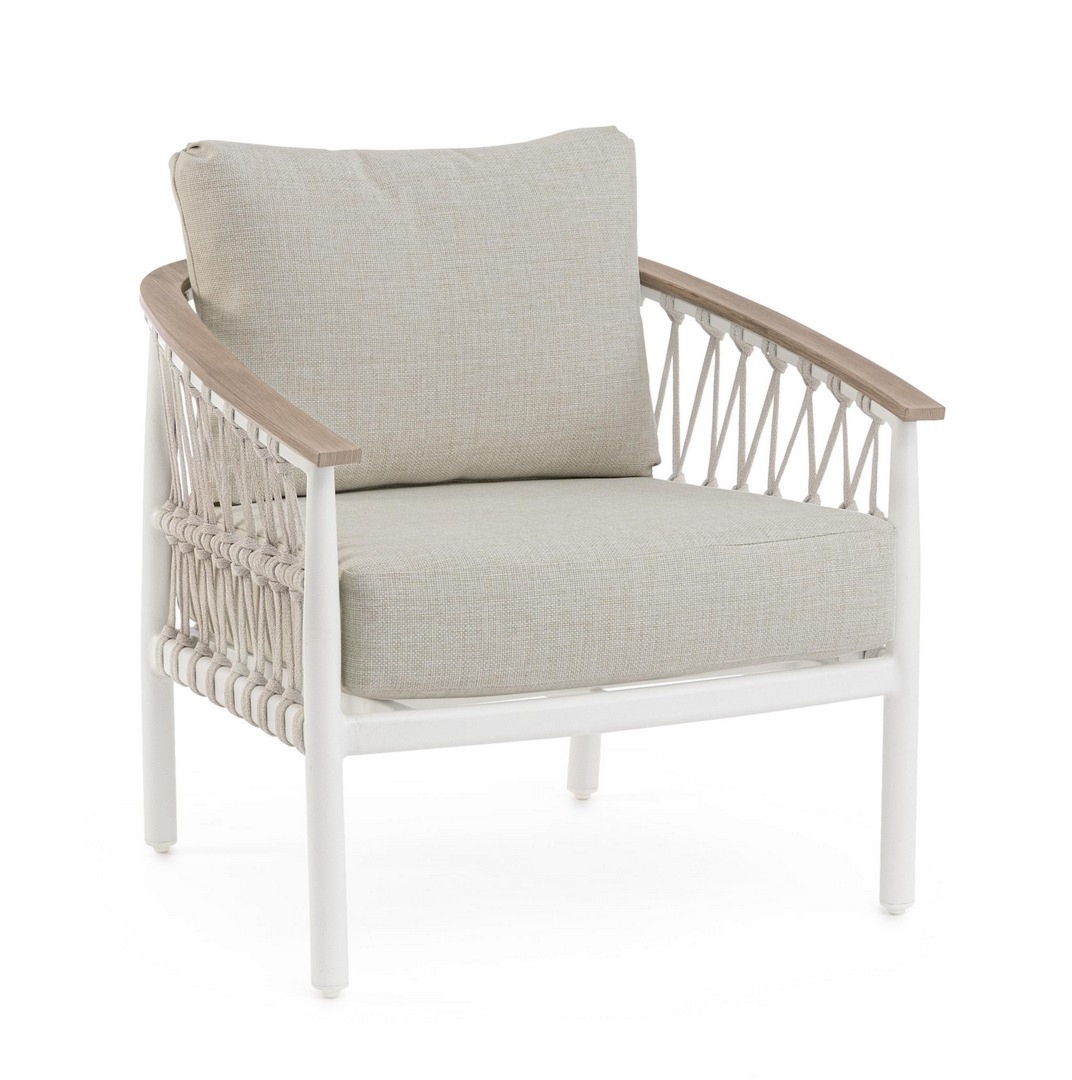 Fotel ogrodowy FENIX biały 75x75 aluminiowe z efektem drewna Bizzotto