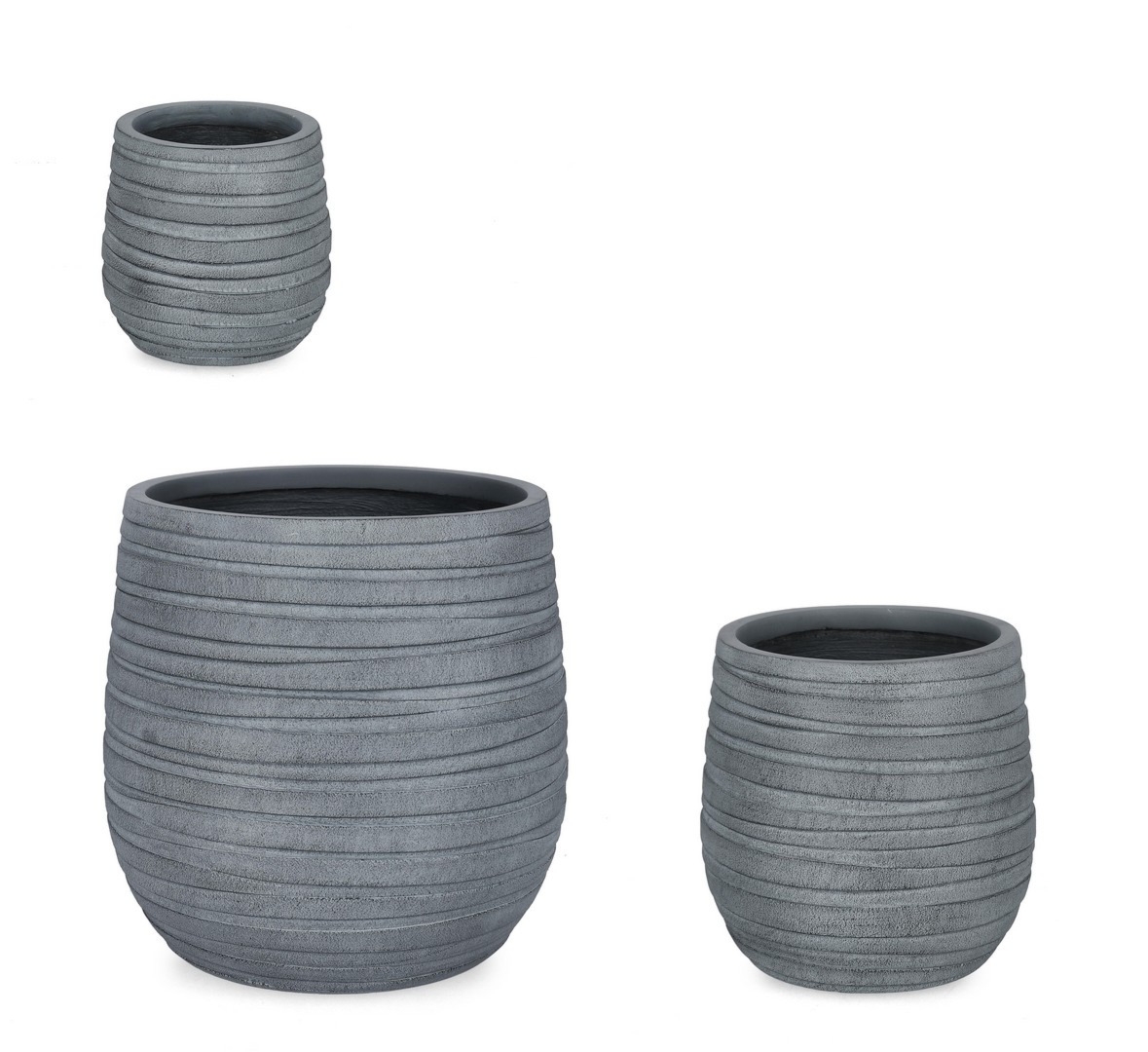 Zestaw donic ogrodowych STRIPS szary Ø22,Ø32,Ø44 z włókna szklanego i gliny Bizzotto