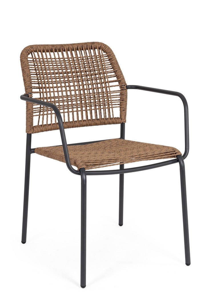 Krzesło ogrodowe JABLE antracyt-beż 54x63 stalowe Bizzotto