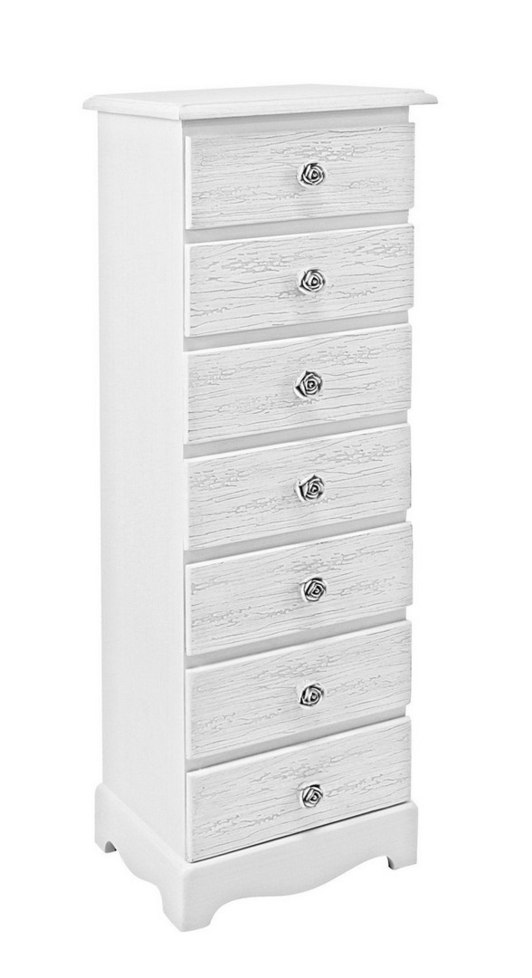 Komoda Blanc biała matowy z efektem rozjaśnienia 29x23x89cm MDF Bizzotto
