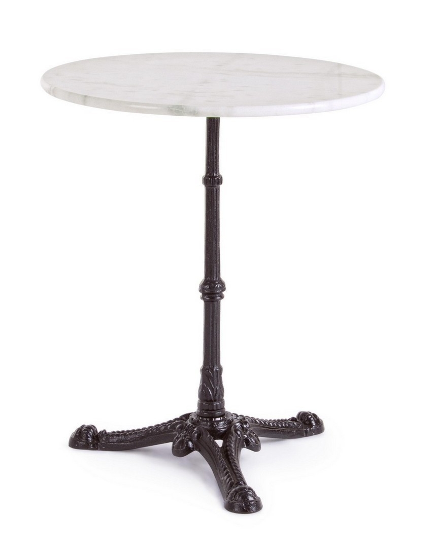 Stół Loren szary Ø60cm stal, marmur Bizzotto