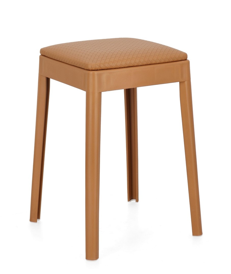 Stołek Scooby koniak 34x34x49cm PP PU eko-skóra Bizzotto