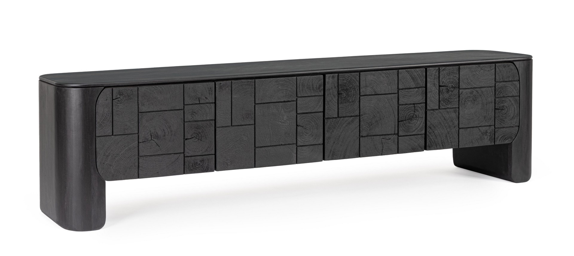 Szafka RTV Sinnar czarny 200x40x50cm mango MDF Bizzotto