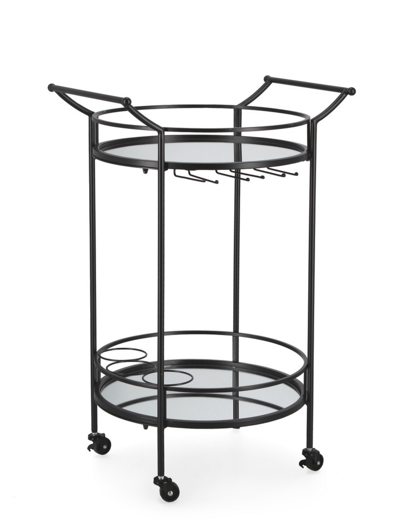 Półka na wino Isaac czarna 54x45x83hcm stal, szkło Bizzotto