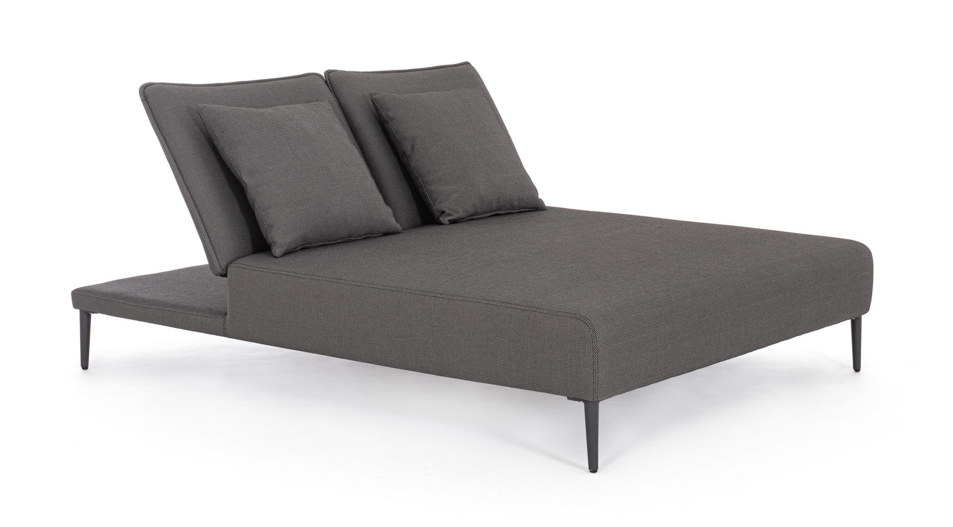 Leżak ogrodowy podwójny VIPER antracytowy 147x194 aluminowy z poduszką olefinową Bizzotto