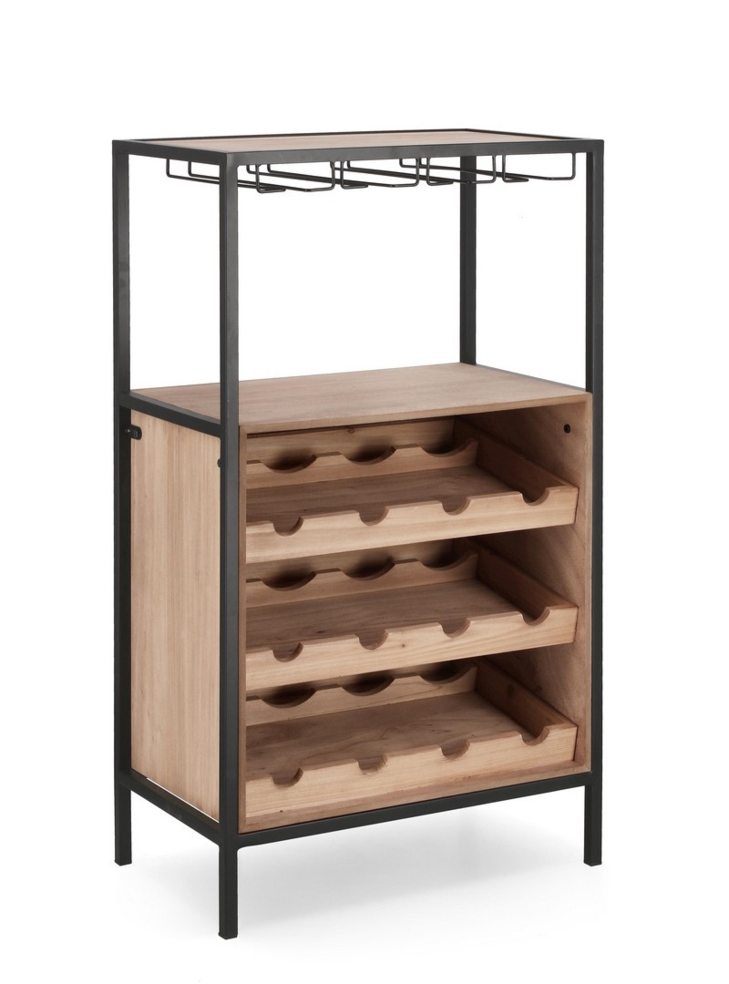 Półka na wino Isaac czarny 51x30x91cm MDF i stal Bizzotto