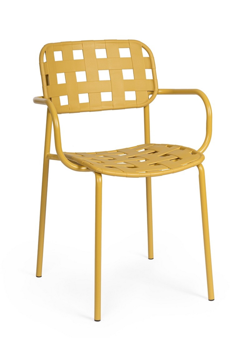 Krzesło ogrodowe CLOVER żółte 52x54 stalowe Bizzotto