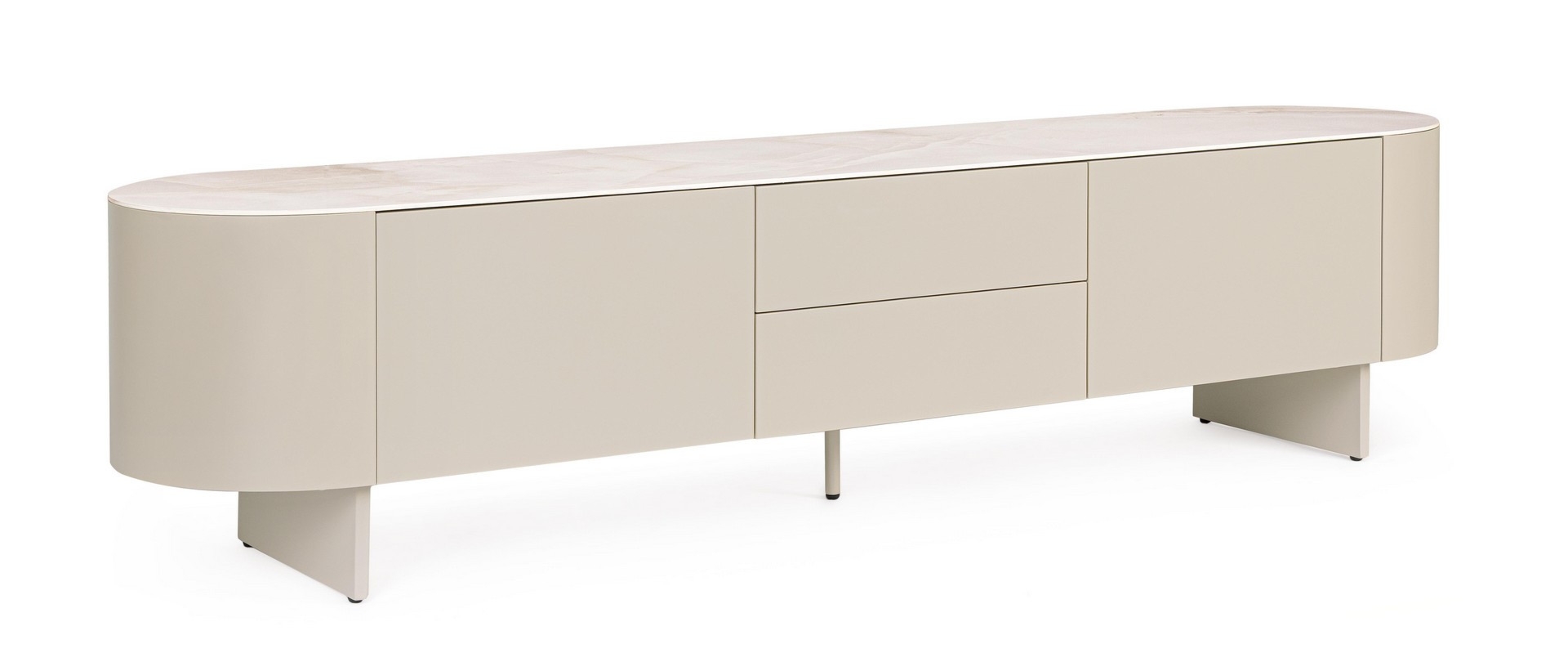 Szafka RTV Ardis jasny beż 200x45x48 cm MDF i stal Bizzotto