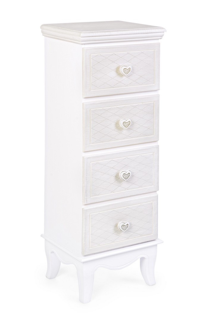 Komoda Charlene biała 31x26x90 cm MDF farba na bazie wody Bizzotto