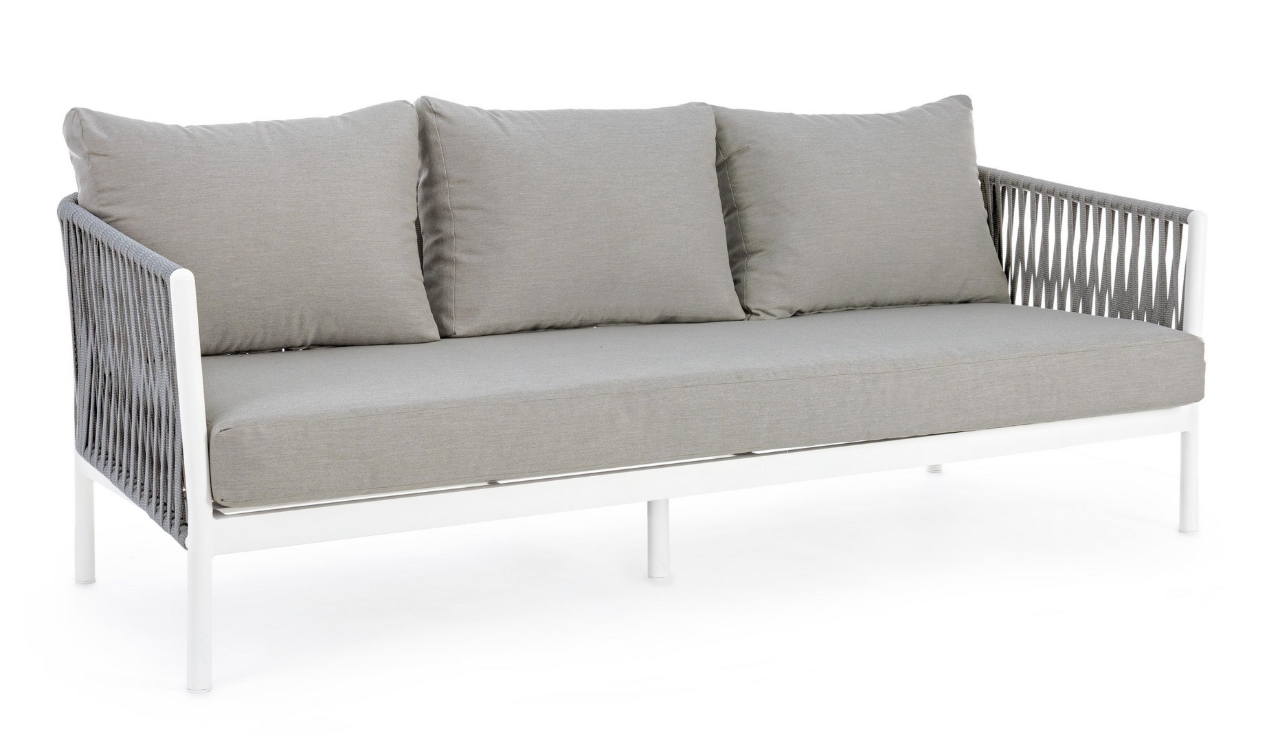 Sofa ogrodowa 3-os FLORENCIA biała 220x85 aluminiowa z liną tetoronową Bizzotto