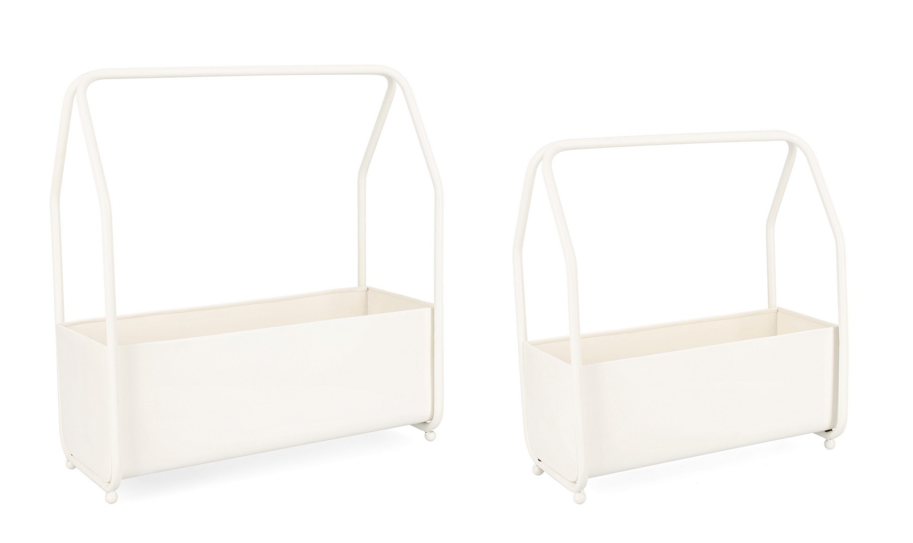 Zestaw podstawek na kwiaty KEYRA biały 41x21x47h, 52x22,5x52h stalowych Bizzotto