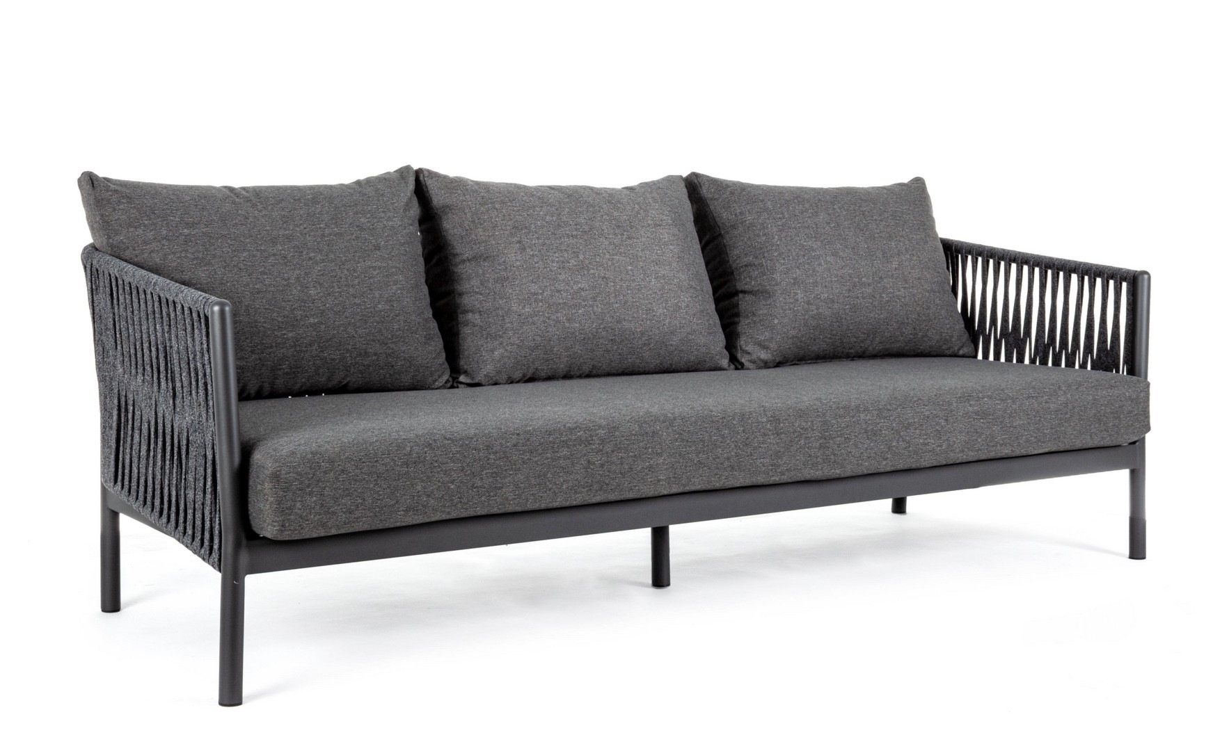 Sofa ogrodowa 3-os FLORENCIA antracytowa 220x85 aluminiowa z liną tetoronową Bizzotto