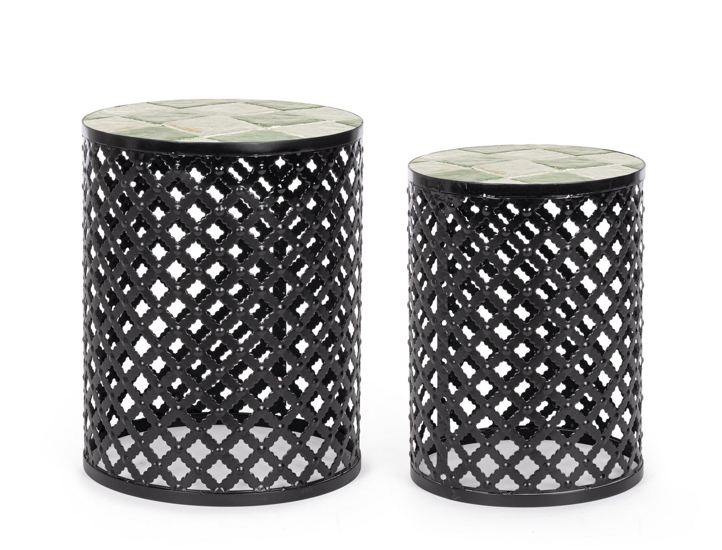 Zestaw 2 stolików LOIRE Ø30,Ø35 stalowych z blatem ceramicznym Bizzotto