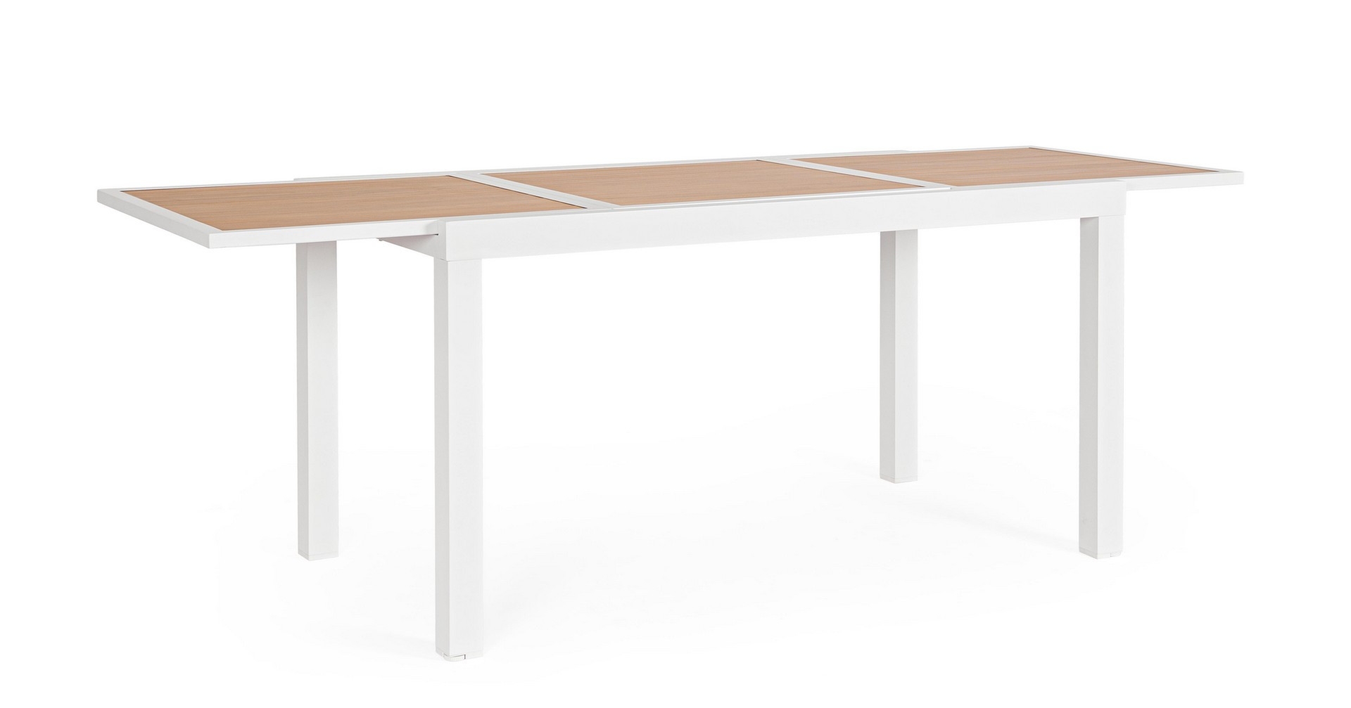 Stół ogrodowy rozkładany HILIJA biały 140/210x77 aluminiowy z efektem drewna Bizzotto