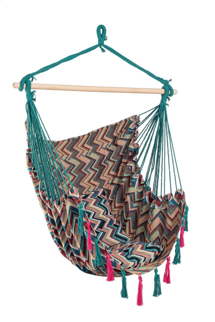 Fotel hamakowy wiszący SANTANDER boho 120x146 z polibawełny Bizzotto