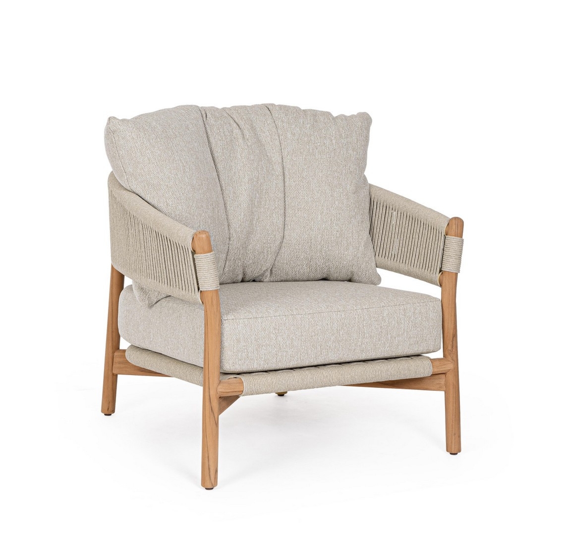 Fotel ogrodowy GARITA beżowa 79.5x87 z drewna teak Bizzotto
