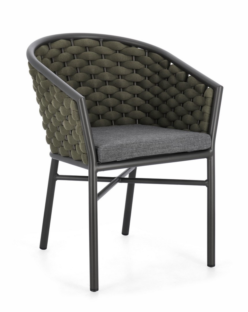 Krzesło ogrodowe MARGALIDA antracytowe / zielone 57x61 aluminiowe z liną olefinową Bizzotto