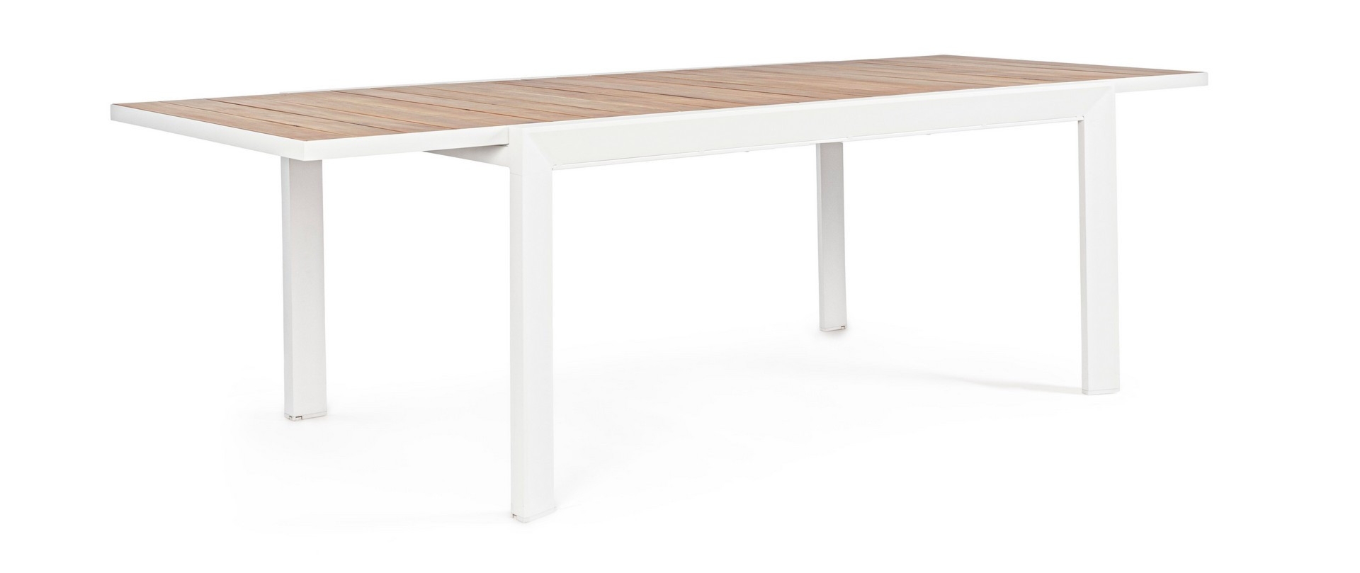 Stół ogrodowy rozkładany BELMAR biały 160/240x100 aluminiowy z efektem drewna Bizzotto